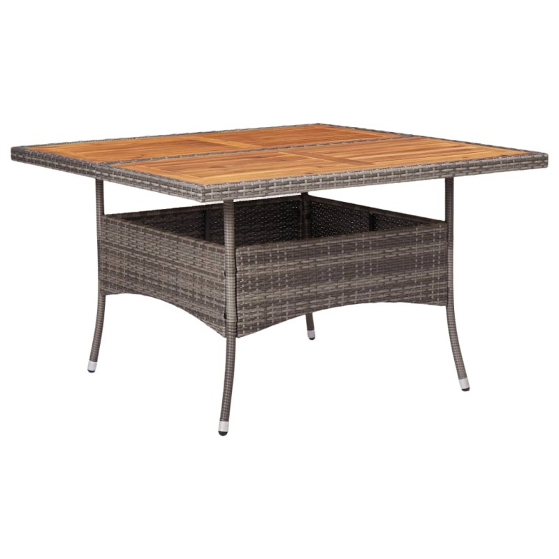 vidaXL Garten-Esstisch Grau Poly Rattan und Massivholz Akazie vidaXL Garten-Esstisch Grau Poly Rattan und Massivholz Akazie