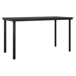 vidaXL Garten-Esstisch Schwarz 140x70x74 cm Stahl und Glas
