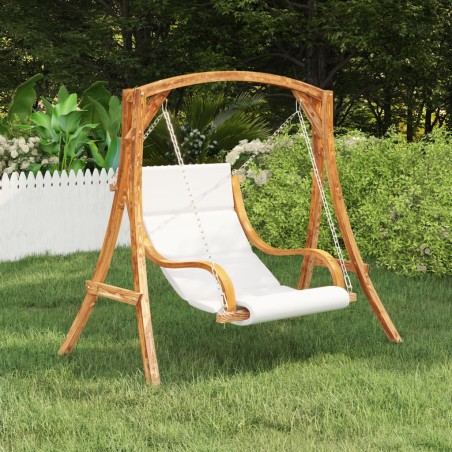 vidaXL Hängeliege mit Kissen Creme Bugholz mit Teak-Finish