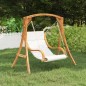 vidaXL Hängeliege mit Kissen Creme Bugholz mit Teak-Finish