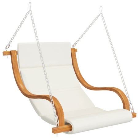 vidaXL Hängeliege mit Kissen Creme Bugholz mit Teak-Finish