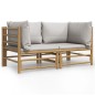 vidaXL Garten-Ecksofas mit Hellgrauen Kissen 2 Stk. Bambus vidaXL Garten-Ecksofas mit Hellgrauen Kissen 2 Stk. Bambus