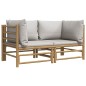 vidaXL Garten-Ecksofas mit Hellgrauen Kissen 2 Stk. Bambus vidaXL Garten-Ecksofas mit Hellgrauen Kissen 2 Stk. Bambus