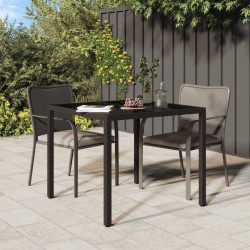 vidaXL Gartentisch 90x90x75 cm Gehärtetes Glas Poly Rattan Braun   