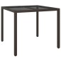 vidaXL Gartentisch 90x90x75 cm Gehärtetes Glas Poly Rattan Braun vidaXL Gartentisch 90x90x75 cm Gehärtetes Glas Poly Rattan Braun