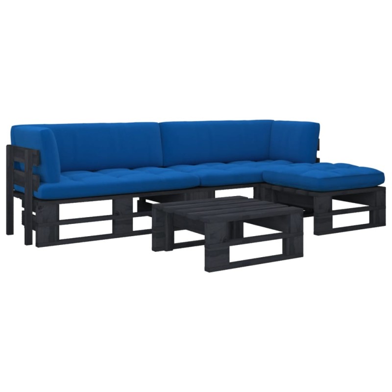 vidaXL 4-tlg. Paletten-Lounge-Set Schwarz Imprägniertes Kiefernholz vidaXL 4-tlg. Paletten-Lounge-Set Schwarz Imprägniertes Kiefernholz