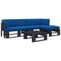 vidaXL 4-tlg. Paletten-Lounge-Set Schwarz Imprägniertes Kiefernholz vidaXL 4-tlg. Paletten-Lounge-Set Schwarz Imprägniertes Kiefernholz