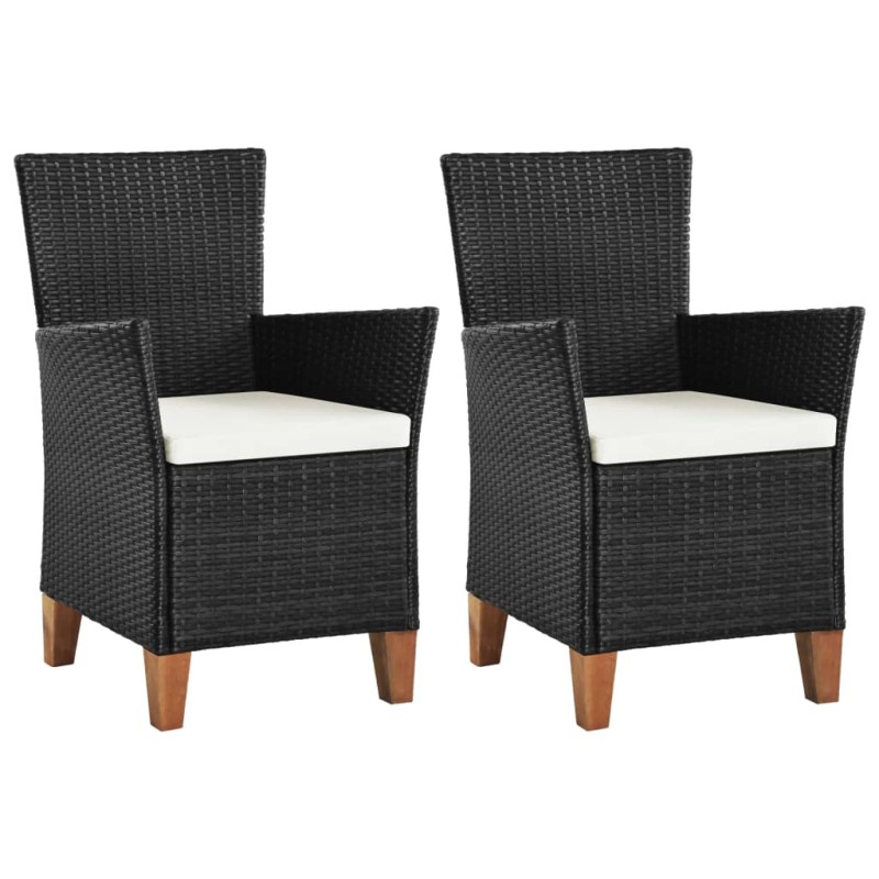 Gartenstühle mit Polstern 2 Stk. Poly Rattan Schwarz Gartenstühle mit Polstern 2 Stk. Poly Rattan Schwarz
