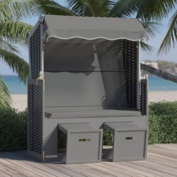vidaXL Strandkorb mit Dach Poly Rattan & Massivholz Anthrazit Schwarz