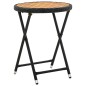 vidaXL Beistelltisch Schwarz 60 cm Poly Rattan und Massivholz Akazie vidaXL Beistelltisch Schwarz 60 cm Poly Rattan und Massivholz Akazie