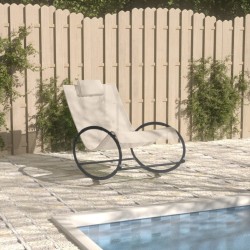 vidaXL Sonnenliege mit Kissen Stahl und Textilene Creme