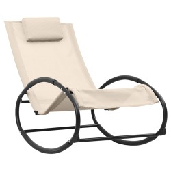 vidaXL Sonnenliege mit Kissen Stahl und Textilene Creme