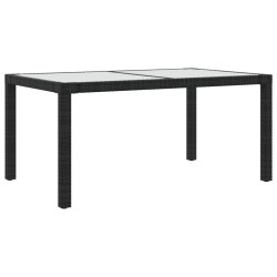 vidaXL Gartentisch 150x90x75 cm Gehärtetes Glas Poly Rattan Schwarz