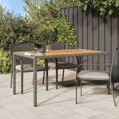vidaXL Gartentisch 150x90x75 cm Poly Rattan und Akazienholz Grau