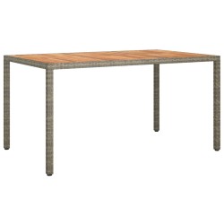 vidaXL Gartentisch 150x90x75 cm Poly Rattan und Akazienholz Grau