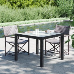 vidaXL Gartentisch 90x90x75 cm Gehärtetes Glas Poly Rattan Schwarz 