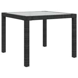 vidaXL Gartentisch 90x90x75 cm Gehärtetes Glas Poly Rattan Schwarz 
