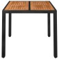 vidaXL Gartentisch mit Holzplatte Schwarz 90x90x75 cm Poly Rattan vidaXL Gartentisch mit Holzplatte Schwarz 90x90x75 cm Poly Rattan