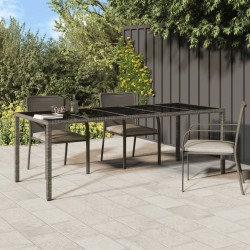 vidaXL Gartentisch Grau 250x100x75 cm Hartglas und Poly Rattan