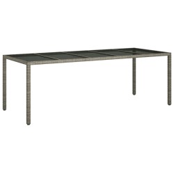 vidaXL Gartentisch Grau 250x100x75 cm Hartglas und Poly Rattan