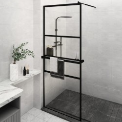 vidaXL Duschwand mit Ablage für Walk-In-Dusche Schwarz 80x195 cm ESG