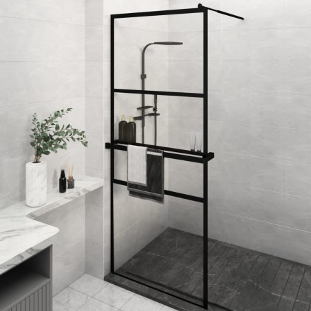 vidaXL Duschwand mit Ablage für Walk-In-Dusche Schwarz 80x195 cm ESG