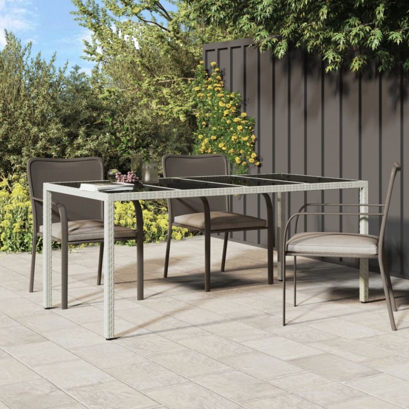 vidaXL Gartentisch Weiß 190x90x75 cm Hartglas und Poly Rattan vidaXL Gartentisch Weiß 190x90x75 cm Hartglas und Poly Rattan
