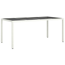 vidaXL Gartentisch Weiß 190x90x75 cm Hartglas und Poly Rattan