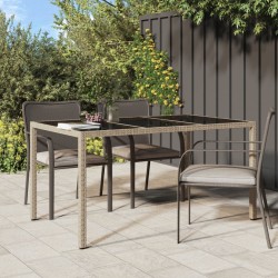 vidaXL Gartentisch 150x90x75 cm Gehärtetes Glas Poly Rattan Beige
