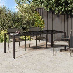 vidaXL Gartentisch Braun 250x100x75 cm Hartglas und Poly Rattan