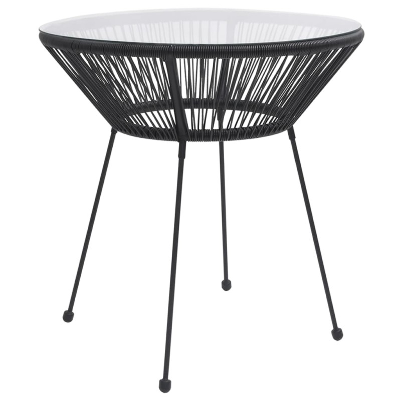 vidaXL Garten-Esstisch Schwarz Ø70x74 cm Rattan und Glas vidaXL Garten-Esstisch Schwarz Ø70x74 cm Rattan und Glas