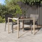 vidaXL Gartentisch 90x90x75 cm Gehärtetes Glas Poly Rattan Beige vidaXL Gartentisch 90x90x75 cm Gehärtetes Glas Poly Rattan Beige