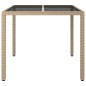 vidaXL Gartentisch 90x90x75 cm Gehärtetes Glas Poly Rattan Beige vidaXL Gartentisch 90x90x75 cm Gehärtetes Glas Poly Rattan Beige