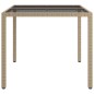 vidaXL Gartentisch 90x90x75 cm Gehärtetes Glas Poly Rattan Beige vidaXL Gartentisch 90x90x75 cm Gehärtetes Glas Poly Rattan Beige