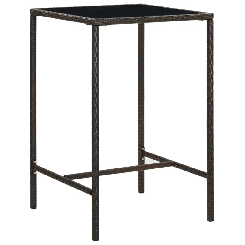 vidaXL Garten-Bartisch Braun 70x70x110 cm Poly Rattan und Glas vidaXL Garten-Bartisch Braun 70x70x110 cm Poly Rattan und Glas