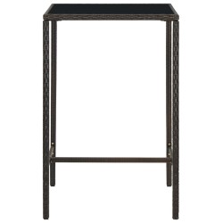 vidaXL Garten-Bartisch Braun 70x70x110 cm Poly Rattan und Glas