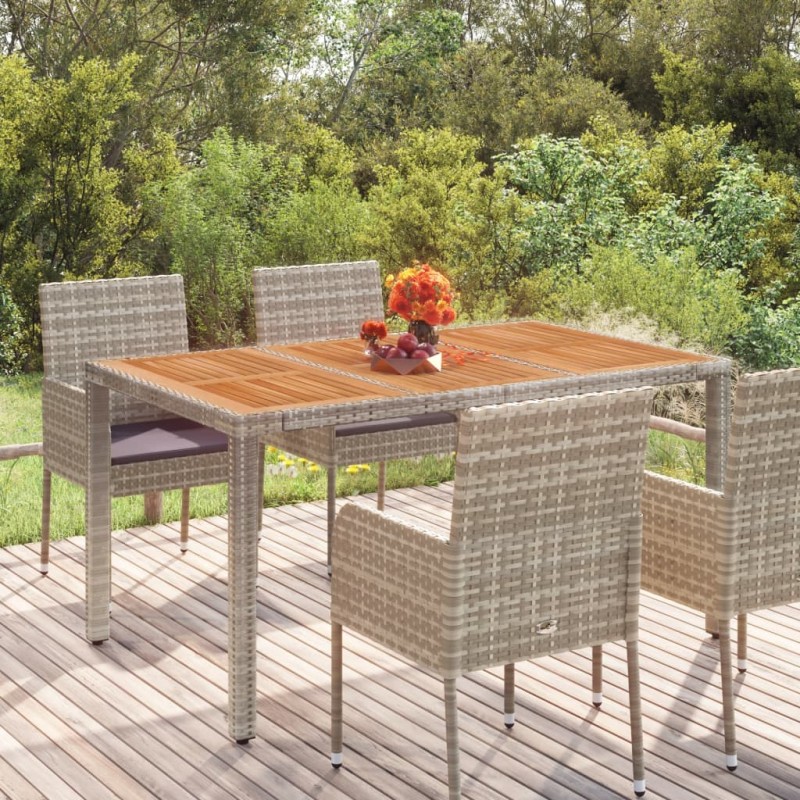 vidaXL Gartentisch mit Holzplatte Grau 150x90x75 cm Poly Rattan vidaXL Gartentisch mit Holzplatte Grau 150x90x75 cm Poly Rattan