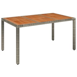 vidaXL Gartentisch mit Holzplatte Grau 150x90x75 cm Poly Rattan
