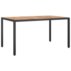 vidaXL Gartentisch 150x90x75 cm Poly Rattan und Akazienholz Schwarz