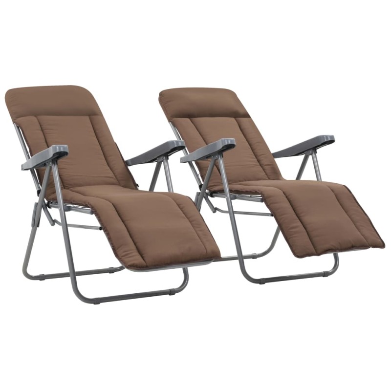 Klappbare Gartenstühle mit Auflagen 2 Stk. Braun Klappbare Gartenstühle mit Auflagen 2 Stk. Braun