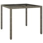 vidaXL Gartentisch 90x90x75 cm Gehärtetes Glas Poly Rattan Grau vidaXL Gartentisch 90x90x75 cm Gehärtetes Glas Poly Rattan Grau