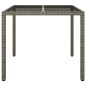 vidaXL Gartentisch 90x90x75 cm Gehärtetes Glas Poly Rattan Grau vidaXL Gartentisch 90x90x75 cm Gehärtetes Glas Poly Rattan Grau