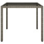 vidaXL Gartentisch 90x90x75 cm Gehärtetes Glas Poly Rattan Grau vidaXL Gartentisch 90x90x75 cm Gehärtetes Glas Poly Rattan Grau
