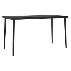 vidaXL Garten-Esstisch Schwarz 140x70x74 cm Stahl und Glas