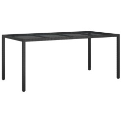 vidaXL Gartentisch Schwarz 190x90x75 cm Gehärtetes Glas Poly Rattan
