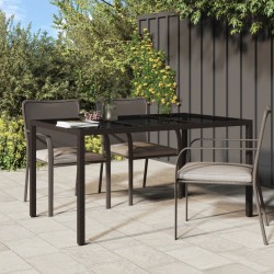vidaXL Gartentisch 150x90x75 cm Gehärtetes Glas Poly Rattan Braun