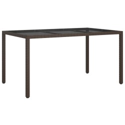 vidaXL Gartentisch 150x90x75 cm Gehärtetes Glas Poly Rattan Braun