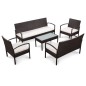 5-tlg. Garten-Lounge-Set mit Auflagen Poly Rattan Braun 5-tlg. Garten-Lounge-Set mit Auflagen Poly Rattan Braun