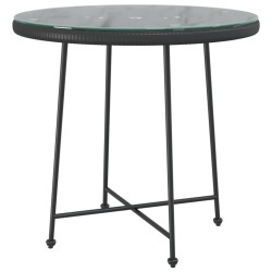 vidaXL Esstisch Schwarz Ø80 cm Hartglas und Stahl