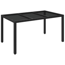 vidaXL Gartentisch mit Glasplatte Schwarz 150x90x75 cm Poly Rattan